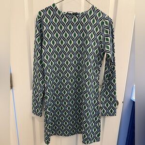 Zara Green and Blue Patterned Knit Top